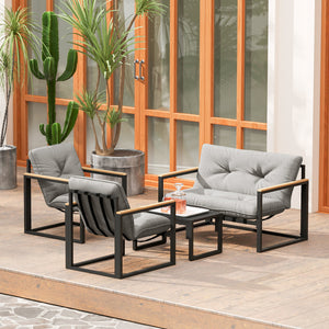 Gartenmöbel Set wetterfest für 4 Personen mit Sofa und Sitzkissen