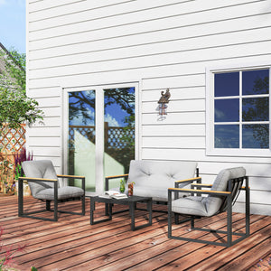 Gartenmöbel Set wetterfest für 4 Personen mit Sofa und Sitzkissen