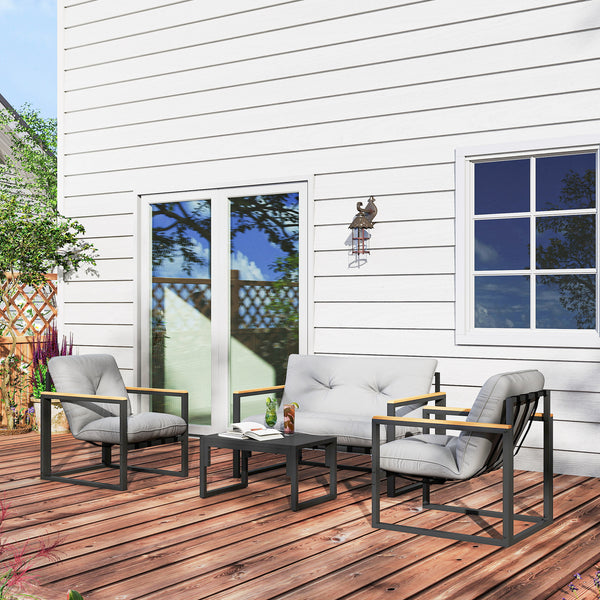 Gartenmöbel Set wetterfest für 4 Personen mit Sofa und Sitzkissen