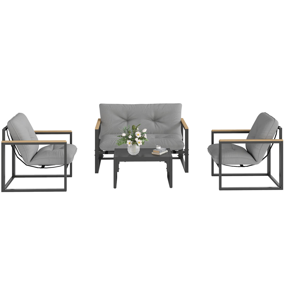 Gartenmöbel Set wetterfest für 4 Personen mit Sofa und Sitzkissen