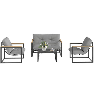 Gartenmöbel Set wetterfest für 4 Personen mit Sofa und Sitzkissen
