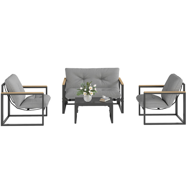 Gartenmöbel Set wetterfest für 4 Personen mit Sofa und Sitzkissen