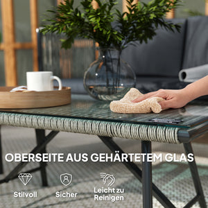 Gartenmöbel Set 4-teilig mit Sofa Sessel und Tisch Polyrattan grau