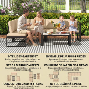 Gartenmöbel-Set Sofa Tisch 4-teilig für Balkon khaki