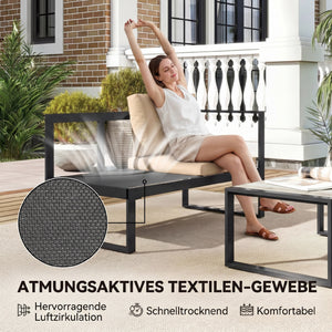 Gartenmöbel-Set Sofa Tisch 4-teilig für Balkon khaki