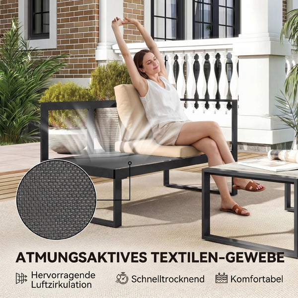 Gartenmöbel-Set Sofa Tisch 4-teilig für Balkon khaki