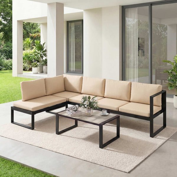 Gartenmöbel-Set Sofa Tisch 4-teilig für Balkon khaki