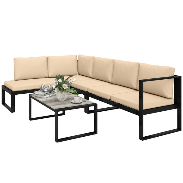 Gartenmöbel-Set Sofa Tisch 4-teilig für Balkon khaki
