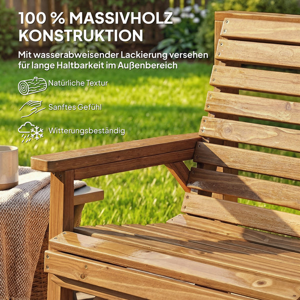 Gartenmöbel Set 3-teilig mit Tisch und Sonnenschirmloch aus Holz