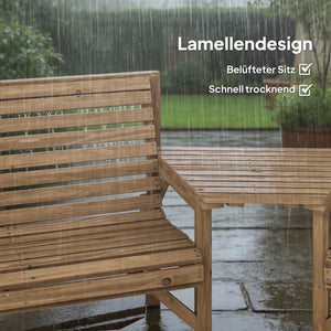Gartenmöbel Set 3-teilig mit Tisch und Sonnenschirmloch aus Holz