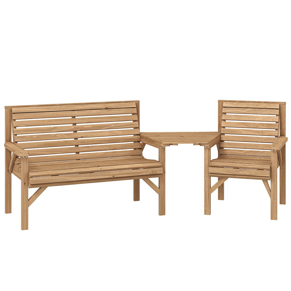 Gartenmöbel Set 3-teilig mit Tisch und Sonnenschirmloch aus Holz