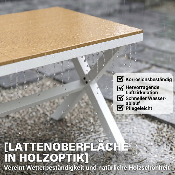 Gartenmöbel Set Sitzgruppe 7-teilig mit Tisch und 6 Stühlen Holzoptik