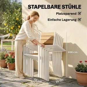 Gartenmöbel Set Sitzgruppe 7-teilig mit Tisch und 6 Stühlen Holzoptik