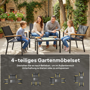 Gartenmöbel Set Sitzgruppe für 4 Personen mit Tisch Metall