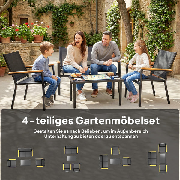 Gartenmöbel Set Sitzgruppe für 4 Personen mit Tisch Metall