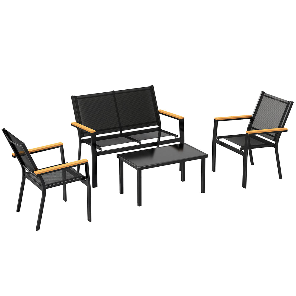 Gartenmöbel Set Sitzgruppe für 4 Personen mit Tisch Metall