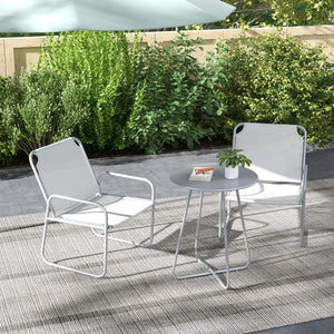Gartenmöbelset 3-teilig mit Tisch und atmungsaktiven Stühlen hellgrau