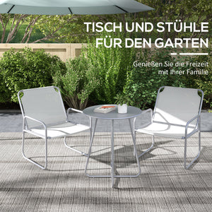 Gartenmöbelset 3-teilig mit Tisch und atmungsaktiven Stühlen hellgrau