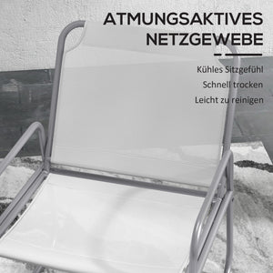 Gartenmöbelset 3-teilig mit Tisch und atmungsaktiven Stühlen hellgrau