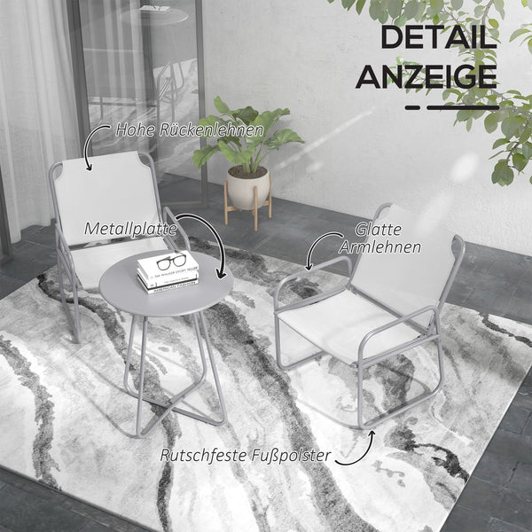 Gartenmöbelset 3-teilig mit Tisch und atmungsaktiven Stühlen hellgrau