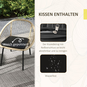 Gartenmöbel-Set 3-tlg Rattan wetterfest Gelb