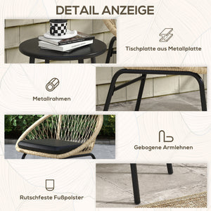 Gartenmöbel-Set 3-tlg Rattan wetterfest Gelb