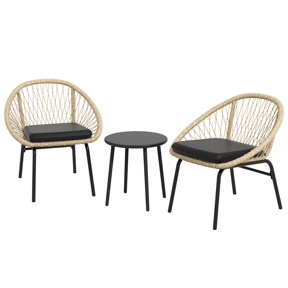 Ensemble de mobilier de jardin en rotin 3 pièces, résistant aux intempéries, jaune