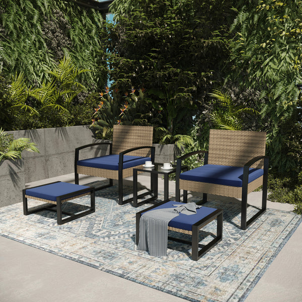 Gartenmöbelset Capaci 5-tlg. mit Fussteil Rattan