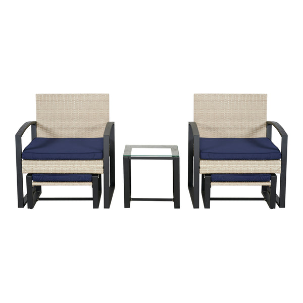 Gartenmöbelset Capaci 5-tlg. mit Fussteil Rattan