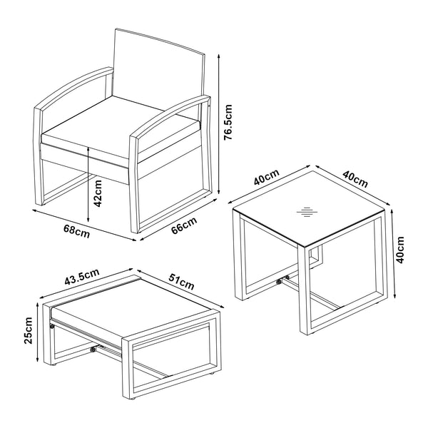 Gartenmöbelset Capaci 5-tlg. mit Fussteil Rattan
