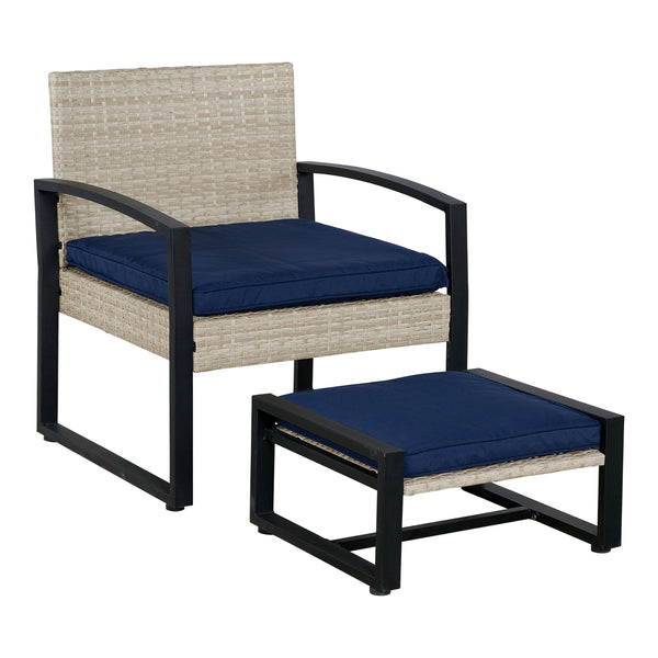 Gartenmöbelset Capaci 5-tlg. mit Fussteil Rattan