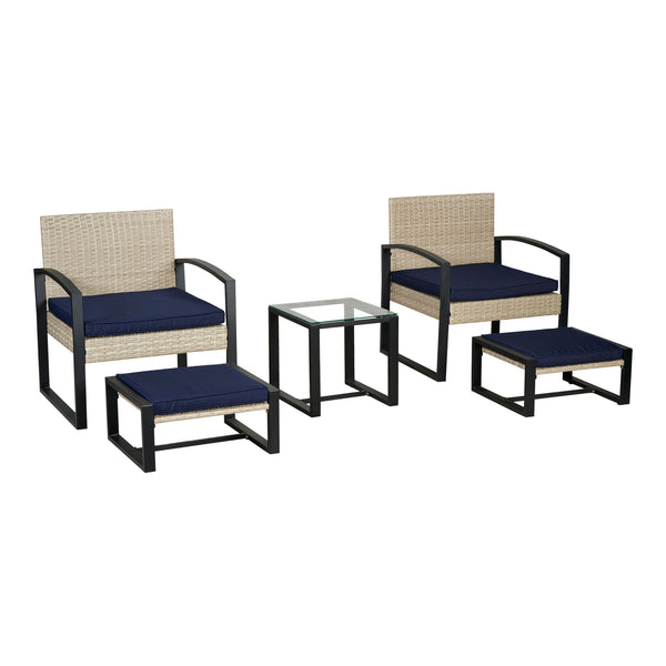 Gartenmöbelset Capaci 5-tlg. mit Fussteil Rattan