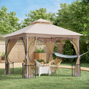 Gartenpavillon wetterfest mit Befestigung 3x3m beige schwarz