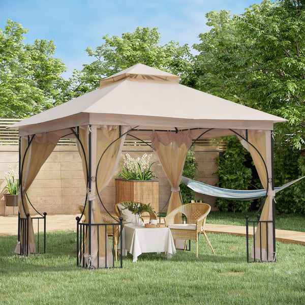 Gartenpavillon wetterfest mit Befestigung 3x3m beige schwarz