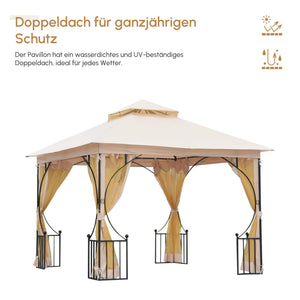 Gartenpavillon wetterfest mit Befestigung 3x3m beige schwarz