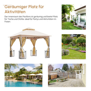 Gartenpavillon wetterfest mit Befestigung 3x3m beige schwarz