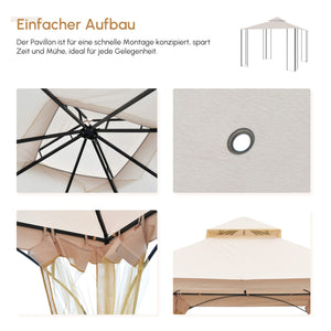 Gartenpavillon wetterfest mit Befestigung 3x3m beige schwarz