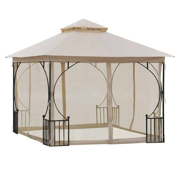 Gartenpavillon wetterfest mit Befestigung 3x3m beige schwarz