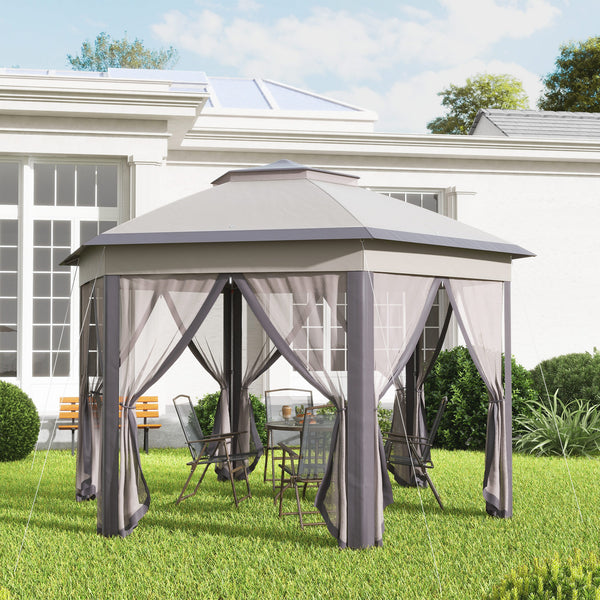 Gartenpavillon 4x4m sechseckig mit Tragetasche