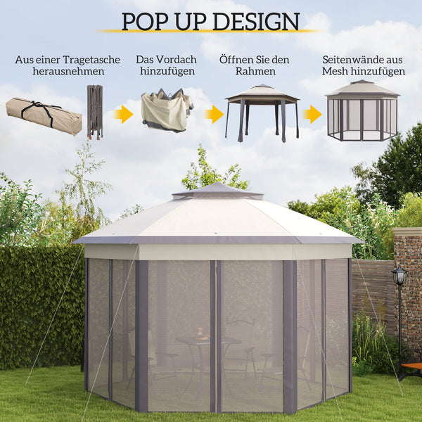 Gartenpavillon 4x4m sechseckig mit Tragetasche
