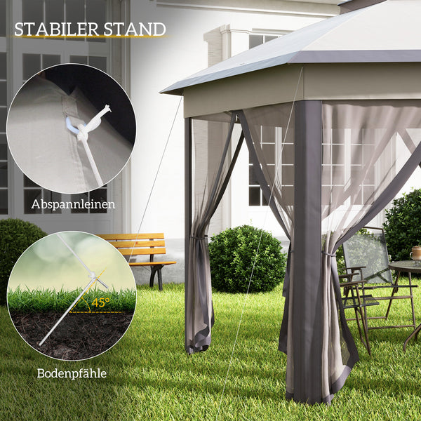 Gartenpavillon 4x4m sechseckig mit Tragetasche