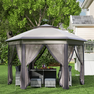 Gartenpavillon 4x4m sechseckig mit Tragetasche