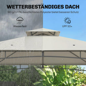 Gartenpavillon wasserabweisend stabil mit Doppeldach 3x3m