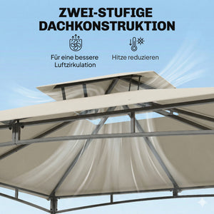 Gartenpavillon wasserabweisend stabil mit Doppeldach 3x3m