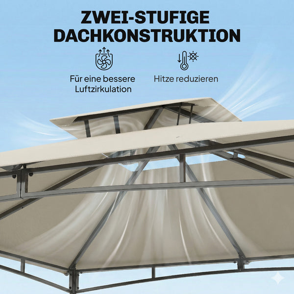 Gartenpavillon wasserabweisend stabil mit Doppeldach 3x3m
