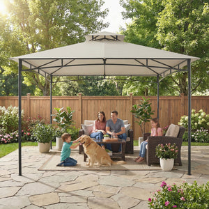 Gartenpavillon wasserabweisend stabil mit Doppeldach 3x3m