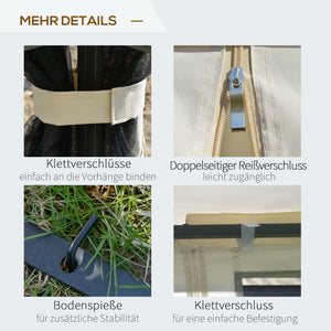 Gartenpavillon mit Doppeldach und Seitenwänden 3x3m beige