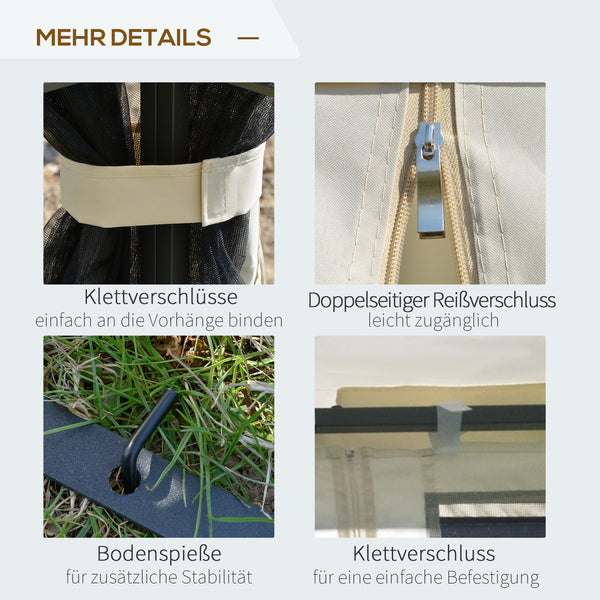 Gartenpavillon mit Doppeldach und Seitenwänden 3x3m beige