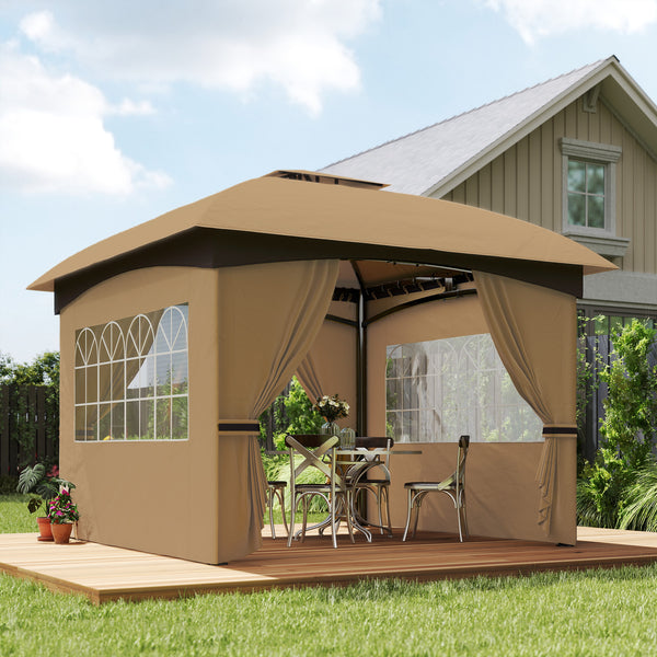 Gartenpavillon mit Lüftungsdach und Fenstern Stahl beige