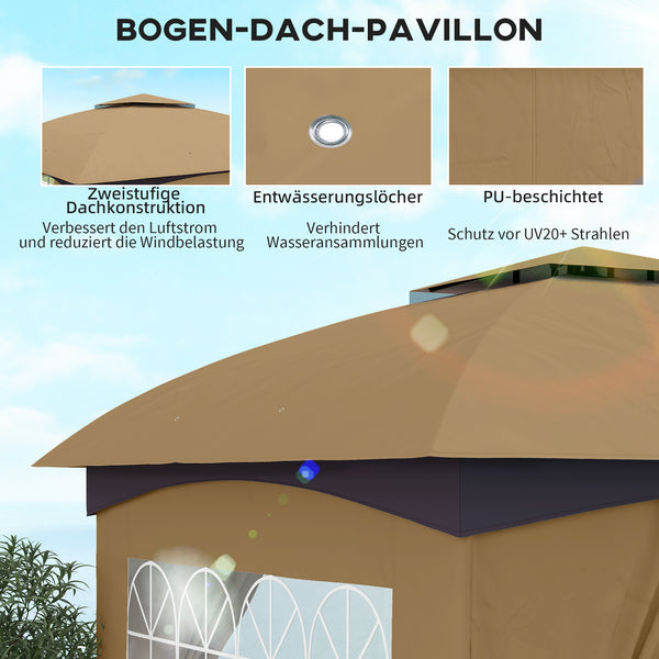 Gartenpavillon mit Lüftungsdach und Fenstern Stahl beige